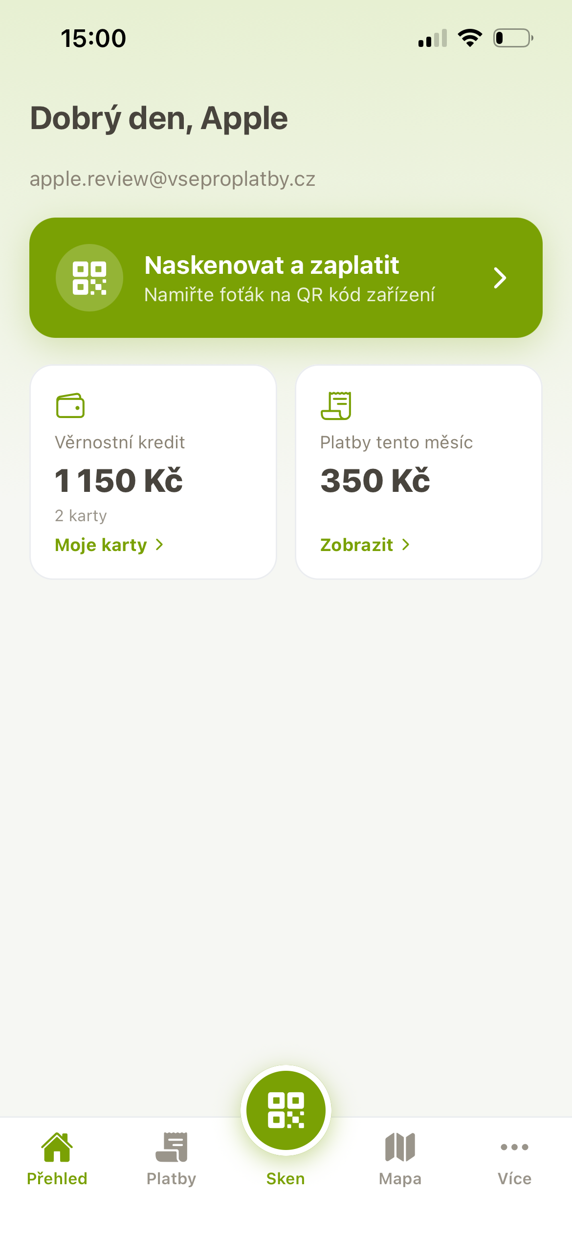 Přehled a věrnostní kredit